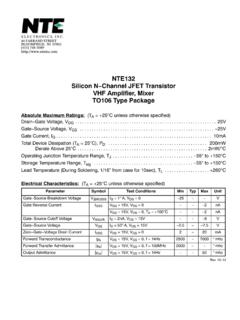 NTE132 Silicon N Channel JFET Transistor VHF …