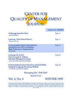 CENTER FOR QUALITY OF MANAGEMENT JOURNAL