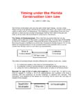 Timing under the Florida Construction Lien Law - Miami