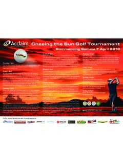 Chasing the Sun Golf Tournament - The World's …
