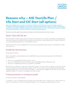 Reasons why – AIG YourLife Plan / Life Start and …