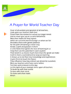 A Prayer for World Teacher Day