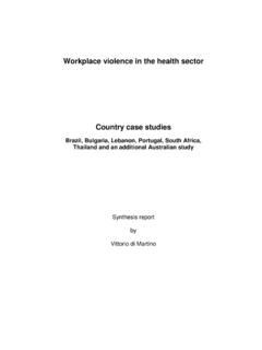 Workplace violence in the health sector Country case studies