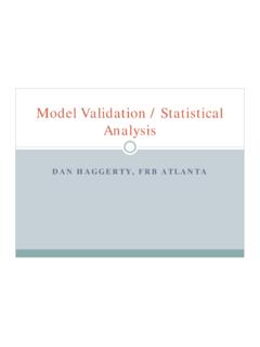 Model Validation / Statistical Analysis - …