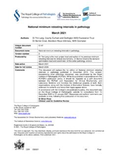 National minimum retesting intervals in pathology March 2021