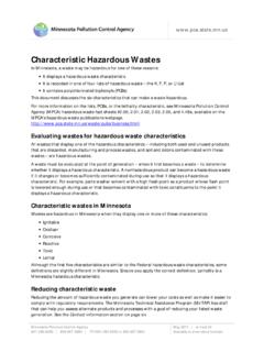 Characteristic Hazardous Wastes