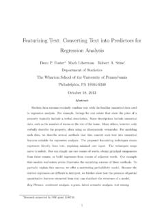 Featurizing Text: Converting Text into Predictors for ...