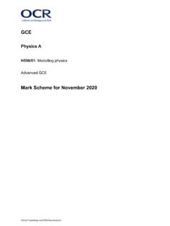 Mark scheme H556/01 Modelling physics November 2020