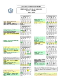 SPRINGFIELD PUBLIC SCHOOLS School Calendar 2021 2022