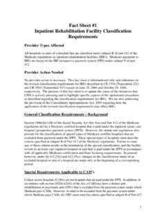 Fact Sheet #1 Inpatient Rehabilitation Facility ...