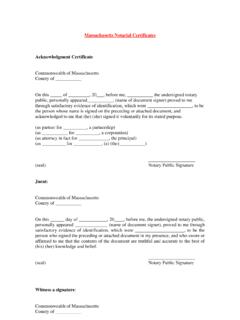 Massachusetts Notarial Certificates