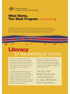 Literacy for succeeding at school - What Works