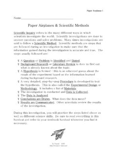 Paper Airplanes &amp; Scientific Methods - Homestead