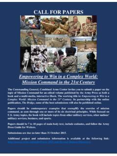 CALL FOR PAPERS - Combined Arms Center