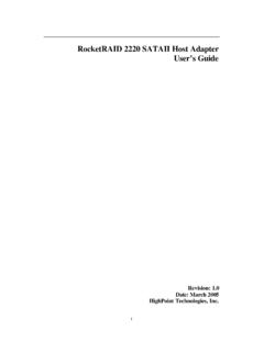 RocketRAID 2220 SATAII Host Adapter User’ s Guide