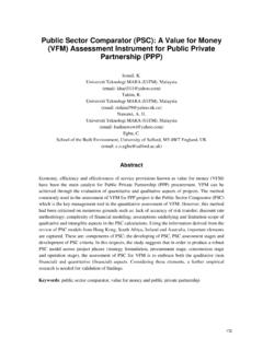 Public Sector Comparator (PSC): A Value for Money …