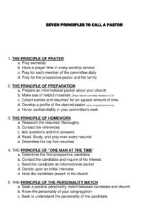 Seven Principles To Call A Pastor - Bivocatonal.org