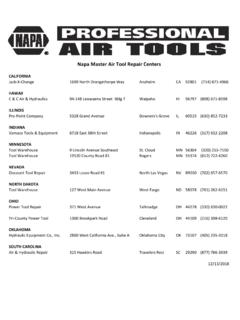 Napa Master Air Tool Repair Centers