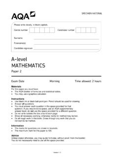 A-level Mathematics Specimen question paper …