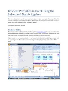 Efficient Portfolios in Excel Using the Solver and Matrix ...