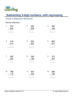 Subtracting 3-digit numbers, with regrouping - K5 Learning