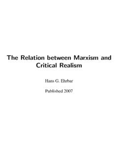 The Relation between Marxism and Critical Realism
