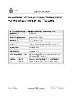 Management Vetting and Enhanced Management Vetting …