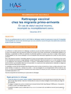 RECOMMANDATION VACCINALE Rattrapage vaccinal chez les ...