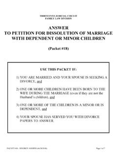 ANSWER TO PETITION FOR DISSOLUTION OF MARRIAGE …