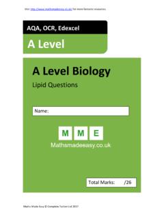 Lipids AS Level Biology Questions AQA, OCR, Edexcel