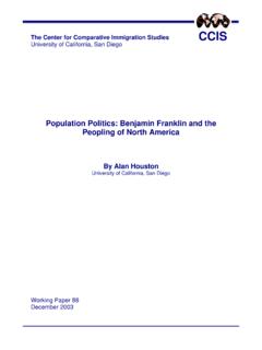 Population Politics: Benjamin Franklin and the Peopling of ...
