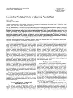Longitudinal Predictive Validity of a Learning …