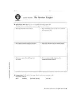 CHAPTER 11 GUIDED READING The Russian Empire