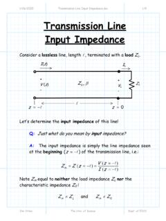 Transmission Line Input Impedance - ITTC