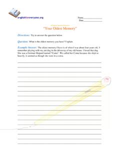 “Your Oldest Memory” - English Worksheets