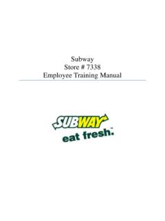 Subway Store # 7338 Employee Training Manual - E-Portfolio
