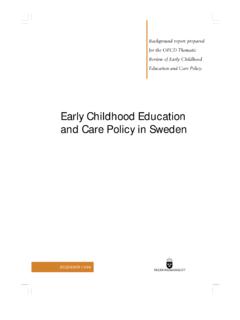Early Childhood Education and Care Policy in Sweden
