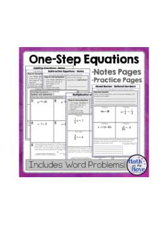 One-Step Equations Notes - MATH 2017-2018