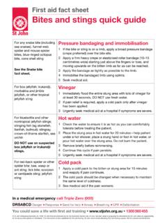 First aid fact sheet Bites and stings quick guide