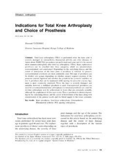 Indications for Total Knee Arthroplasty and Choice …