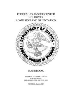 FEDERAL TRANSFER CENTER HOLDOVER ADMISSION AND …