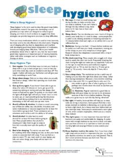Sleep Information Sheet - 04 - Sleep Hygiene new