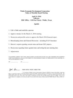 Waller Economic Development Corporation Notice …