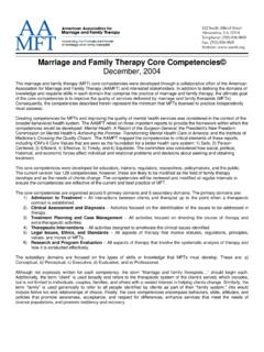Marriage and Family Therapy Core Competencies&#169; …