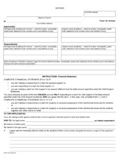 Form 10: Answer - Ontario Court Forms