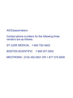 AICD/pacemakers Contact phone numbers for the following ...