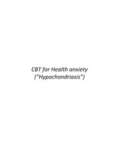 CBT for Health anxiety (“Hypochondriasis”)