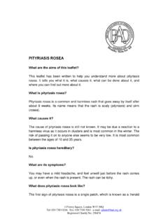 Pityriasis rosea Update Aug 2011 - lay reviewed Aug 2011