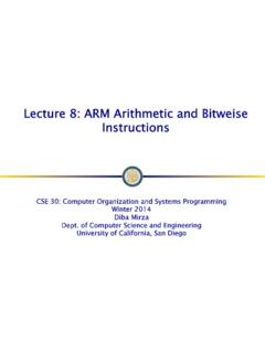 Lecture 8: ARM Arithmetic and Bitweise Instructions