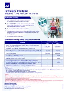 Sawasdee Thailand Inbound Travel Accident Insurance